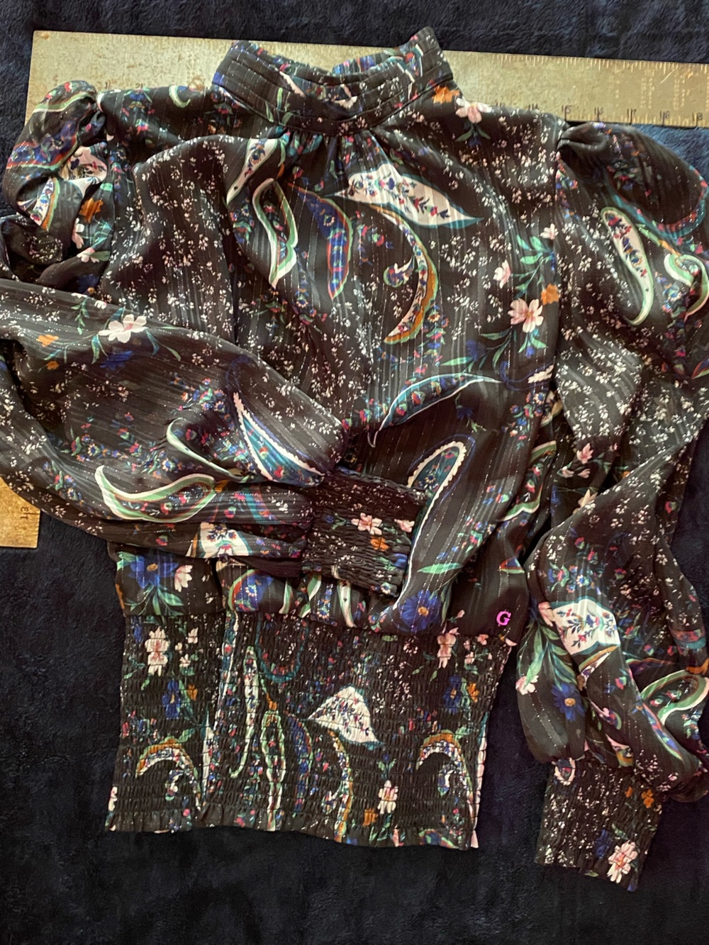 Guess Black Floral Paisley Throw with Multicolor Accents